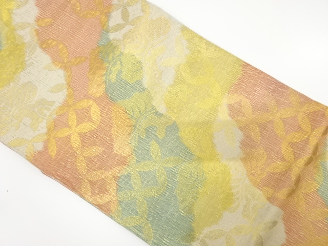 JAPANESE KIMONO / ANTIQUE FUKURO OBI / SILK / WOVEN SHIPPO PATTERN
